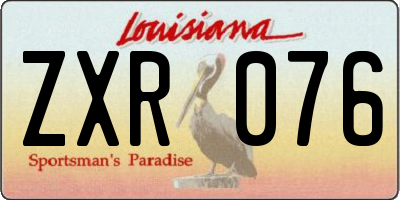 LA license plate ZXR076