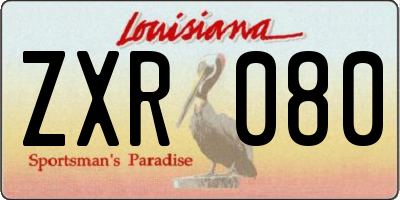 LA license plate ZXR080