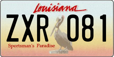 LA license plate ZXR081