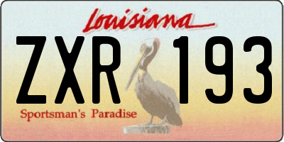 LA license plate ZXR193