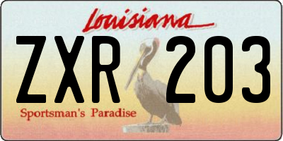 LA license plate ZXR203