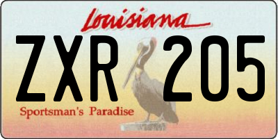 LA license plate ZXR205