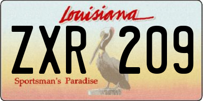LA license plate ZXR209
