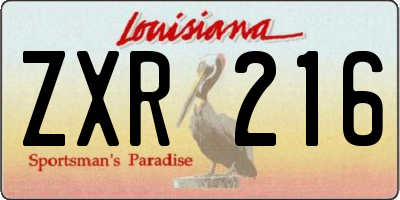 LA license plate ZXR216