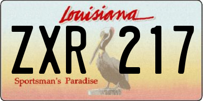 LA license plate ZXR217