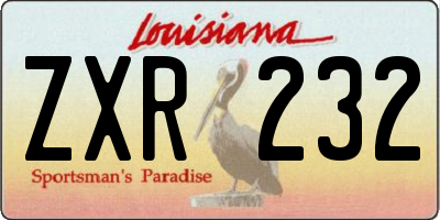 LA license plate ZXR232