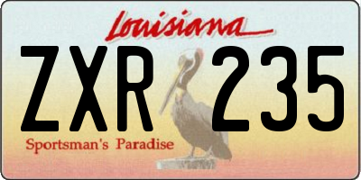 LA license plate ZXR235