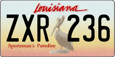 LA license plate ZXR236