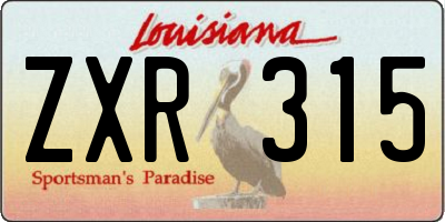 LA license plate ZXR315