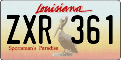 LA license plate ZXR361