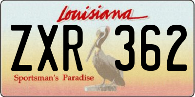 LA license plate ZXR362