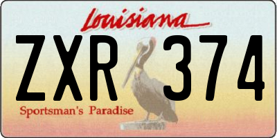 LA license plate ZXR374