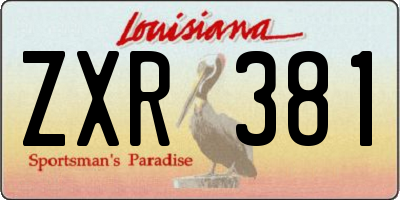 LA license plate ZXR381