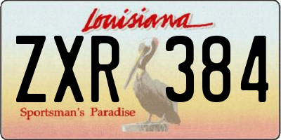 LA license plate ZXR384