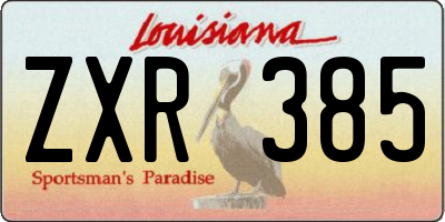 LA license plate ZXR385