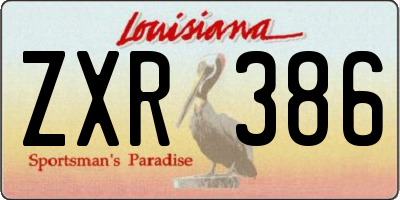 LA license plate ZXR386