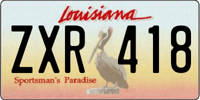 LA license plate ZXR418