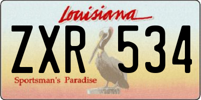 LA license plate ZXR534