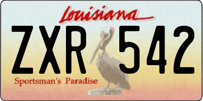 LA license plate ZXR542