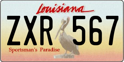 LA license plate ZXR567