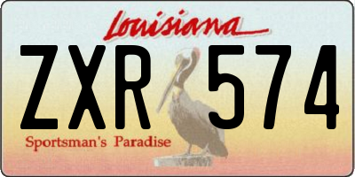 LA license plate ZXR574