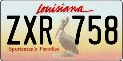 LA license plate ZXR758