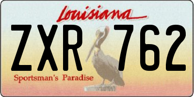 LA license plate ZXR762