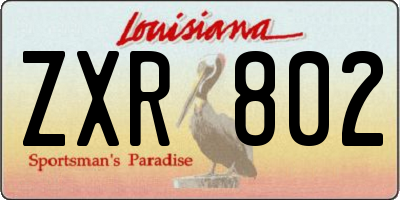 LA license plate ZXR802