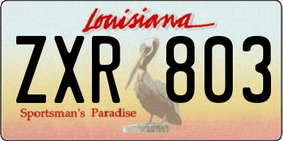 LA license plate ZXR803