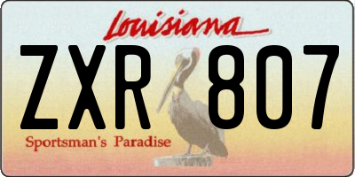 LA license plate ZXR807