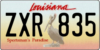 LA license plate ZXR835