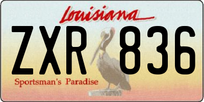 LA license plate ZXR836