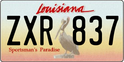 LA license plate ZXR837