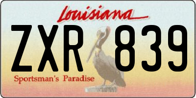 LA license plate ZXR839