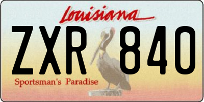 LA license plate ZXR840