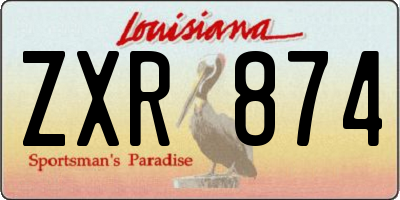 LA license plate ZXR874