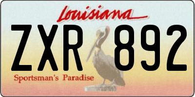 LA license plate ZXR892