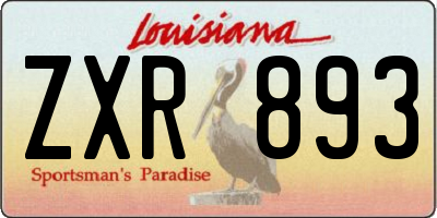 LA license plate ZXR893