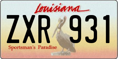 LA license plate ZXR931