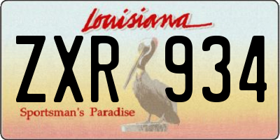 LA license plate ZXR934