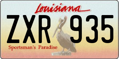 LA license plate ZXR935
