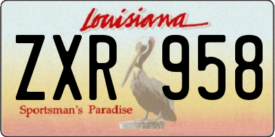 LA license plate ZXR958