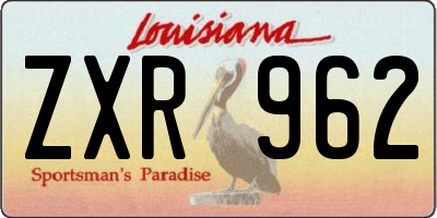 LA license plate ZXR962