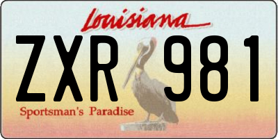 LA license plate ZXR981