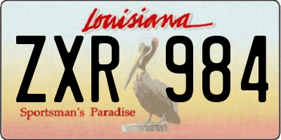 LA license plate ZXR984