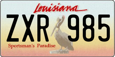 LA license plate ZXR985