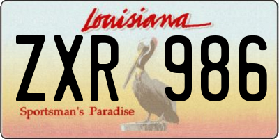 LA license plate ZXR986