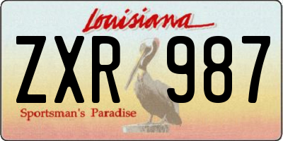 LA license plate ZXR987