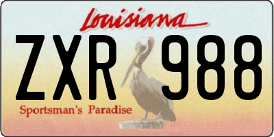 LA license plate ZXR988