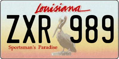 LA license plate ZXR989